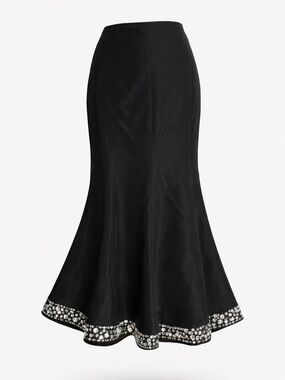 Spanner‎ Skirt Womens 6 Black Jewel Embellished Midi Evening H07009 NWT